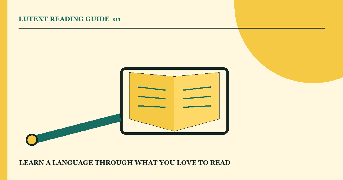 An open yellow book becoming a path through a teal landscape