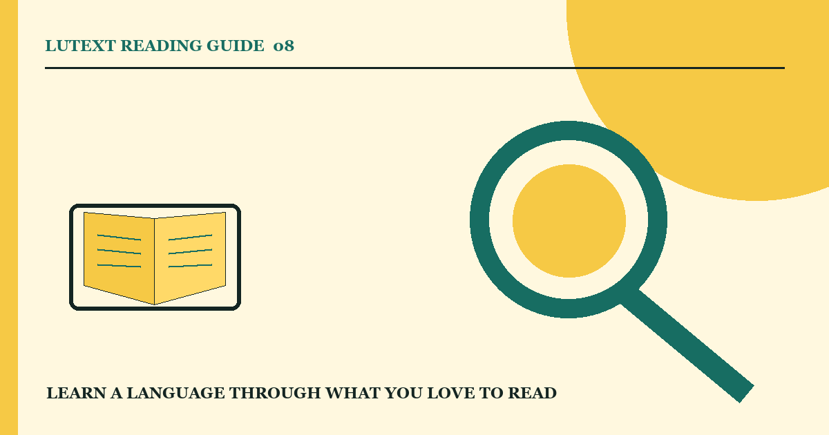 A magnifying glass over one page beside a wide landscape of books